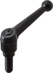 KIPP - 5/8-11, 1.18" Hub Diam, Zinc Die Cast (Steel Components) Threaded Stud Adjustable Clamping Lever - 1.57" Stud Length, 4.96" OAL, 3.11" High - Apex Tool & Supply
