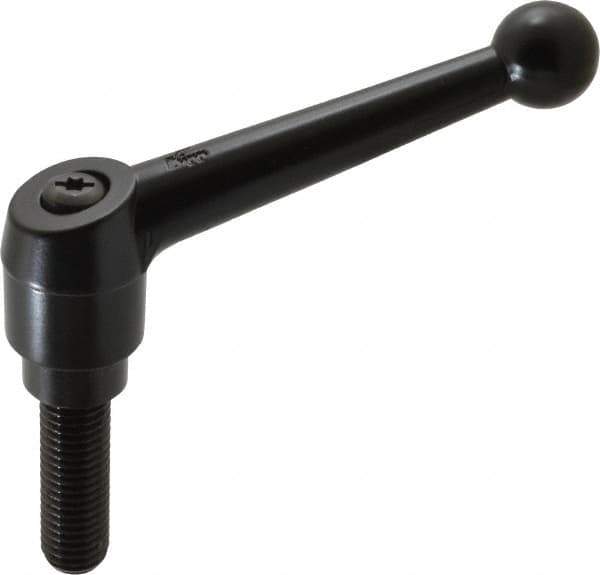KIPP - 5/8-11, 1.18" Hub Diam, Zinc Die Cast (Steel Components) Threaded Stud Adjustable Clamping Lever - 1.97" Stud Length, 4.96" OAL, 3.11" High - Apex Tool & Supply