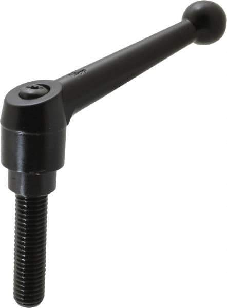 KIPP - 5/8-11, 1.18" Hub Diam, Zinc Die Cast (Steel Components) Threaded Stud Adjustable Clamping Lever - 2.36" Stud Length, 4.96" OAL, 3.11" High - Apex Tool & Supply