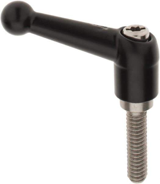 KIPP - 1/4-20, 13mm Hub Diam, Zinc Die Cast (Stainless Steel Components) Threaded Stud Adjustable Clamping Lever - 0.98" Stud Length, 46mm OAL, 32.5mm High - Apex Tool & Supply