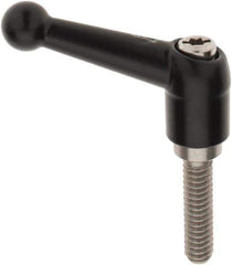 KIPP - 1/4-20, 13mm Hub Diam, Zinc Die Cast (Stainless Steel Components) Threaded Stud Adjustable Clamping Lever - 0.98" Stud Length, 46mm OAL, 32.5mm High - Apex Tool & Supply