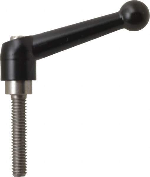 KIPP - 5/16-18, 0.71" Hub Diam, Zinc Die Cast (Stainless Steel Components) Threaded Stud Adjustable Clamping Lever - 1.57" Stud Length, 2.87" OAL, 1.79" High - Apex Tool & Supply