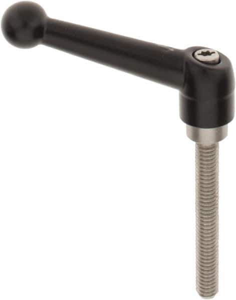 KIPP - 5/16-18, 0.71" Hub Diam, Zinc Die Cast (Stainless Steel Components) Threaded Stud Adjustable Clamping Lever - 2.36" Stud Length, 2.87" OAL, 1.79" High - Apex Tool & Supply