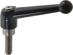 KIPP - 3/8-16, 0.83" Hub Diam, Zinc Die Cast (Stainless Steel Components) Threaded Stud Adjustable Clamping Lever - 1.18" Stud Length, 3.54" OAL, 2.26" High - Apex Tool & Supply