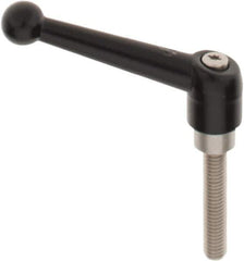 KIPP - 3/8-16, 0.83" Hub Diam, Zinc Die Cast (Stainless Steel Components) Threaded Stud Adjustable Clamping Lever - 1.97" Stud Length, 3.54" OAL, 2.26" High - Apex Tool & Supply
