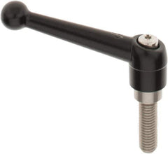 KIPP - 1/2-13, 0.98" Hub Diam, Zinc Die Cast (Stainless Steel Components) Threaded Stud Adjustable Clamping Lever - 1.57" Stud Length, 4-1/4" OAL, 2.64" High - Apex Tool & Supply