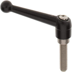 KIPP - 1/2-13, 0.98" Hub Diam, Zinc Die Cast (Stainless Steel Components) Threaded Stud Adjustable Clamping Lever - 1.97" Stud Length, 4-1/4" OAL, 2.64" High - Apex Tool & Supply