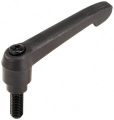 KIPP - 3/8-16, 1" Hub Diam, Glass Fiber (Steel Components) Threaded Stud Adjustable Clamping Lever - 1.18" Stud Length, 4.29" OAL, 2.4" High - Apex Tool & Supply