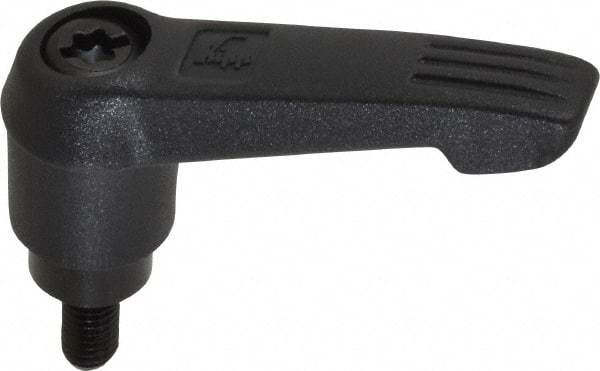 KIPP - #10-32, 0.51" Hub Diam, Glass Fiber (Steel Components) Threaded Stud Adjustable Clamping Lever - 0.39" Stud Length, 1.85" OAL, 1.18" High - Apex Tool & Supply
