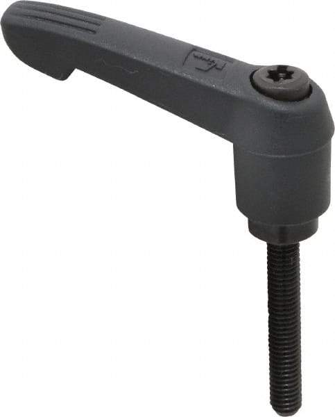 KIPP - #10-32, 0.51" Hub Diam, Glass Fiber (Steel Components) Threaded Stud Adjustable Clamping Lever - 1.18" Stud Length, 1.85" OAL, 1.18" High - Apex Tool & Supply