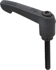 KIPP - #10-32, 0.51" Hub Diam, Glass Fiber (Steel Components) Threaded Stud Adjustable Clamping Lever - 1.18" Stud Length, 1.85" OAL, 1.18" High - Apex Tool & Supply