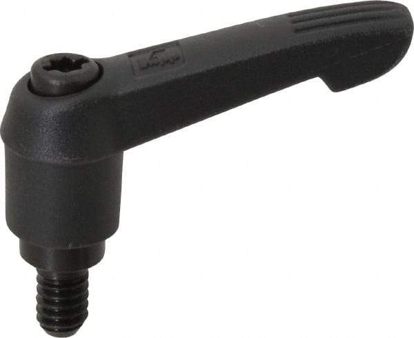 KIPP - 1/4-20, 0.51" Hub Diam, Glass Fiber (Steel Components) Threaded Stud Adjustable Clamping Lever - 0.39" Stud Length, 1.85" OAL, 1.18" High - Apex Tool & Supply