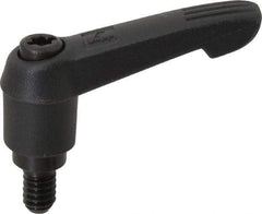 KIPP - 1/4-20, 0.51" Hub Diam, Glass Fiber (Steel Components) Threaded Stud Adjustable Clamping Lever - 0.39" Stud Length, 1.85" OAL, 1.18" High - Apex Tool & Supply