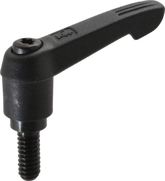KIPP - 1/4-20, 0.51" Hub Diam, Glass Fiber (Steel Components) Threaded Stud Adjustable Clamping Lever - 0.59" Stud Length, 1.85" OAL, 1.18" High - Apex Tool & Supply