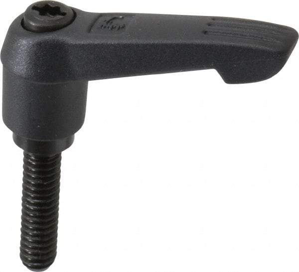 KIPP - 1/4-20, 0.51" Hub Diam, Glass Fiber (Steel Components) Threaded Stud Adjustable Clamping Lever - 0.98" Stud Length, 1.85" OAL, 1.18" High - Apex Tool & Supply