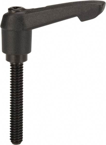 KIPP - 1/4-20, 0.51" Hub Diam, Glass Fiber (Steel Components) Threaded Stud Adjustable Clamping Lever - 1.57" Stud Length, 1.85" OAL, 1.18" High - Apex Tool & Supply
