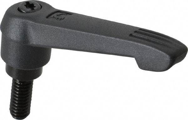 KIPP - 5/16-18, 0.71" Hub Diam, Glass Fiber (Steel Components) Threaded Stud Adjustable Clamping Lever - 0.79" Stud Length, 2.95" OAL, 1.63" High - Apex Tool & Supply