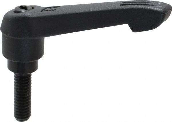 KIPP - 5/16-18, 0.71" Hub Diam, Glass Fiber (Steel Components) Threaded Stud Adjustable Clamping Lever - 0.98" Stud Length, 2.95" OAL, 1.63" High - Apex Tool & Supply