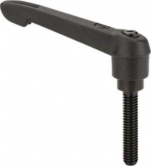KIPP - 5/16-18, 0.71" Hub Diam, Glass Fiber (Steel Components) Threaded Stud Adjustable Clamping Lever - 1.57" Stud Length, 2.95" OAL, 1.63" High - Apex Tool & Supply