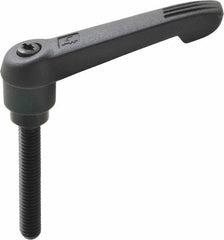 KIPP - 5/16-18, 0.71" Hub Diam, Glass Fiber (Steel Components) Threaded Stud Adjustable Clamping Lever - 1.97" Stud Length, 2.95" OAL, 1.63" High - Apex Tool & Supply