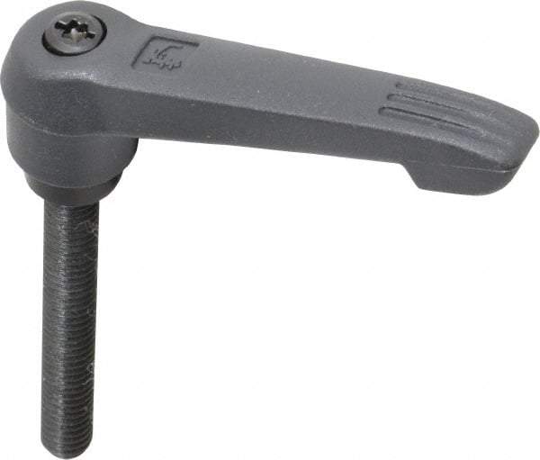 KIPP - 5/16-18, 0.71" Hub Diam, Glass Fiber (Steel Components) Threaded Stud Adjustable Clamping Lever - 2.36" Stud Length, 2.95" OAL, 1.63" High - Apex Tool & Supply