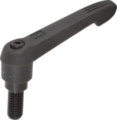 KIPP - 3/8-16, 0.71" Hub Diam, Glass Fiber (Steel Components) Threaded Stud Adjustable Clamping Lever - 0.79" Stud Length, 2.95" OAL, 1.63" High - Apex Tool & Supply