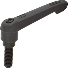 KIPP - 3/8-16, 0.71" Hub Diam, Glass Fiber (Steel Components) Threaded Stud Adjustable Clamping Lever - 0.98" Stud Length, 2.95" OAL, 1.63" High - Apex Tool & Supply