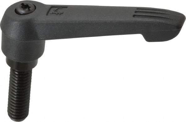 KIPP - 3/8-16, 0.71" Hub Diam, Glass Fiber (Steel Components) Threaded Stud Adjustable Clamping Lever - 1.18" Stud Length, 2.95" OAL, 1.63" High - Apex Tool & Supply