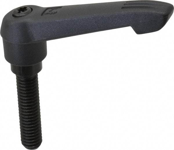 KIPP - 3/8-16, 0.71" Hub Diam, Glass Fiber (Steel Components) Threaded Stud Adjustable Clamping Lever - 1.57" Stud Length, 2.95" OAL, 1.63" High - Apex Tool & Supply