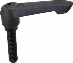 KIPP - 3/8-16, 0.71" Hub Diam, Glass Fiber (Steel Components) Threaded Stud Adjustable Clamping Lever - 1.57" Stud Length, 2.95" OAL, 1.63" High - Apex Tool & Supply