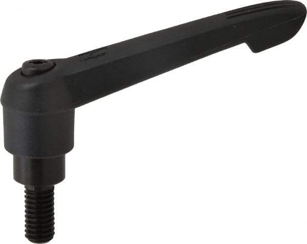 KIPP - 3/8-16, 0.85" Hub Diam, Glass Fiber (Steel Components) Threaded Stud Adjustable Clamping Lever - 0.79" Stud Length, 3.6" OAL, 2.11" High - Apex Tool & Supply