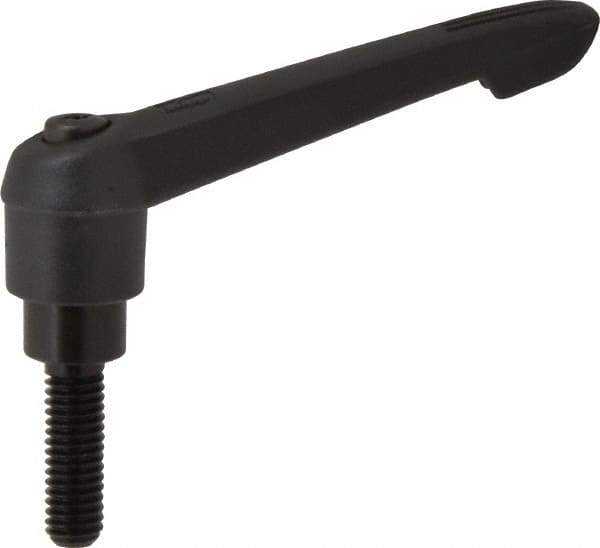 KIPP - 3/8-16, 0.85" Hub Diam, Glass Fiber (Steel Components) Threaded Stud Adjustable Clamping Lever - 1.18" Stud Length, 3.6" OAL, 2.11" High - Apex Tool & Supply