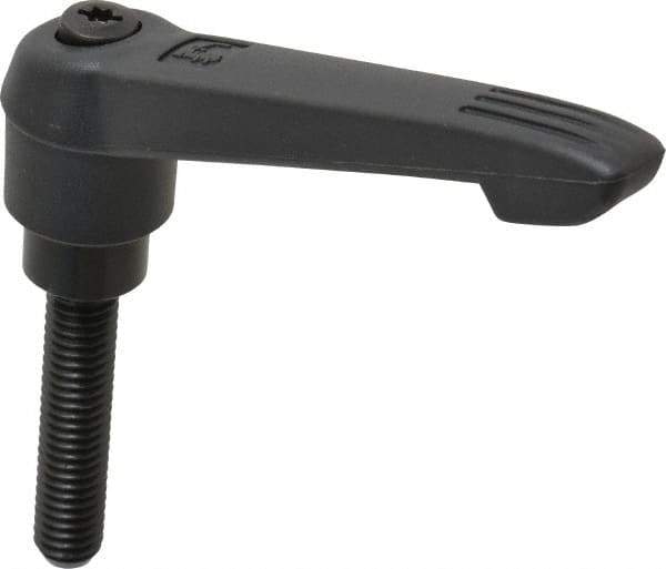 KIPP - 3/8-16, 0.85" Hub Diam, Glass Fiber (Steel Components) Threaded Stud Adjustable Clamping Lever - 1.77" Stud Length, 3.6" OAL, 2.11" High - Apex Tool & Supply