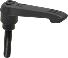 KIPP - 3/8-16, 0.85" Hub Diam, Glass Fiber (Steel Components) Threaded Stud Adjustable Clamping Lever - 1.77" Stud Length, 3.6" OAL, 2.11" High - Apex Tool & Supply