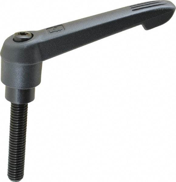KIPP - 3/8-16, 0.85" Hub Diam, Glass Fiber (Steel Components) Threaded Stud Adjustable Clamping Lever - 1.97" Stud Length, 3.6" OAL, 2.11" High - Apex Tool & Supply