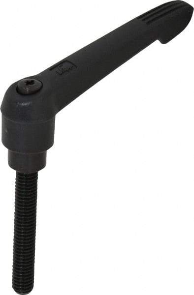 KIPP - 3/8-16, 0.85" Hub Diam, Glass Fiber (Steel Components) Threaded Stud Adjustable Clamping Lever - 2.36" Stud Length, 3.6" OAL, 2.11" High - Apex Tool & Supply