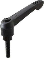 KIPP - 3/8-16, 1" Hub Diam, Glass Fiber (Steel Components) Threaded Stud Adjustable Clamping Lever - 1.57" Stud Length, 4.29" OAL, 2.4" High - Apex Tool & Supply