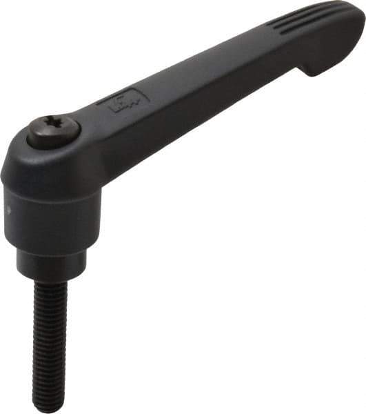 KIPP - 3/8-16, 1" Hub Diam, Glass Fiber (Steel Components) Threaded Stud Adjustable Clamping Lever - 1.77" Stud Length, 4.29" OAL, 2.4" High - Apex Tool & Supply