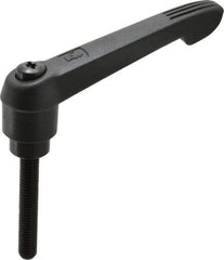 KIPP - 3/8-16, 1" Hub Diam, Glass Fiber (Steel Components) Threaded Stud Adjustable Clamping Lever - 2.36" Stud Length, 4.29" OAL, 2.4" High - Apex Tool & Supply