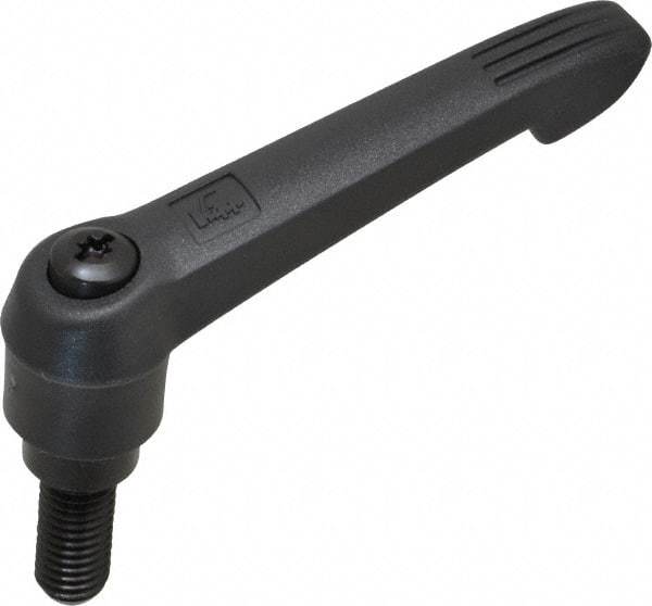 KIPP - 1/2-13, 1" Hub Diam, Glass Fiber (Steel Components) Threaded Stud Adjustable Clamping Lever - 1.18" Stud Length, 4.29" OAL, 2.4" High - Apex Tool & Supply