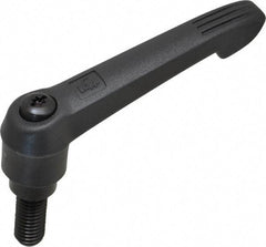 KIPP - 1/2-13, 1" Hub Diam, Glass Fiber (Steel Components) Threaded Stud Adjustable Clamping Lever - 1.18" Stud Length, 4.29" OAL, 2.4" High - Apex Tool & Supply