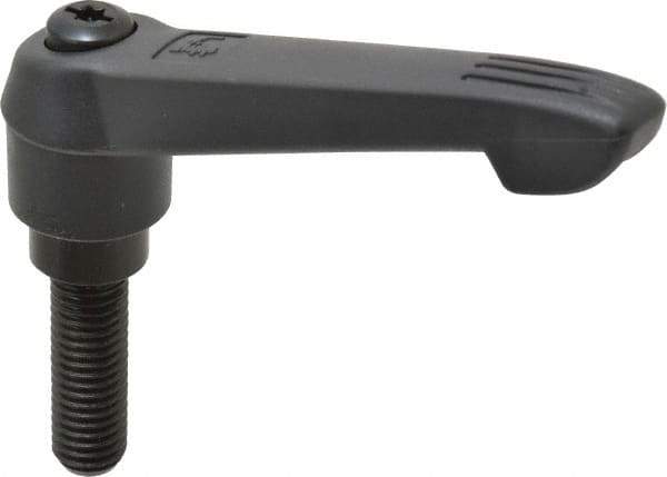 KIPP - 1/2-13, 1" Hub Diam, Glass Fiber (Steel Components) Threaded Stud Adjustable Clamping Lever - 1.57" Stud Length, 4.29" OAL, 2.4" High - Apex Tool & Supply