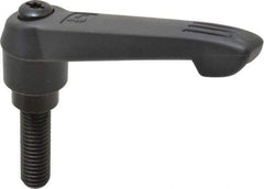 KIPP - 1/2-13, 1" Hub Diam, Glass Fiber (Steel Components) Threaded Stud Adjustable Clamping Lever - 1.57" Stud Length, 4.29" OAL, 2.4" High - Apex Tool & Supply