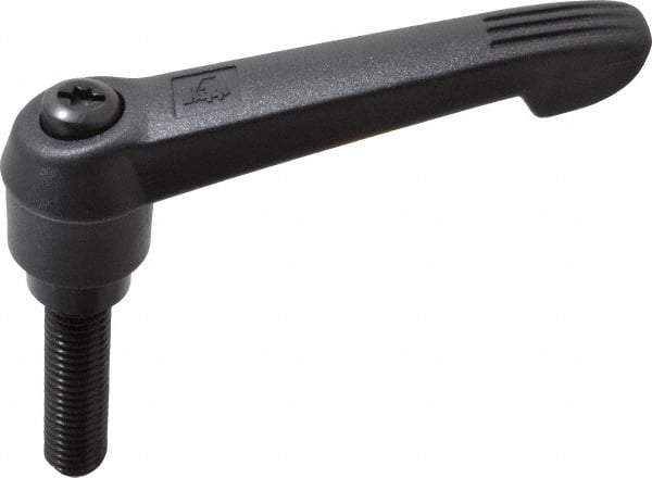 KIPP - 1/2-13, 1" Hub Diam, Glass Fiber (Steel Components) Threaded Stud Adjustable Clamping Lever - 1.97" Stud Length, 4.29" OAL, 2.4" High - Apex Tool & Supply