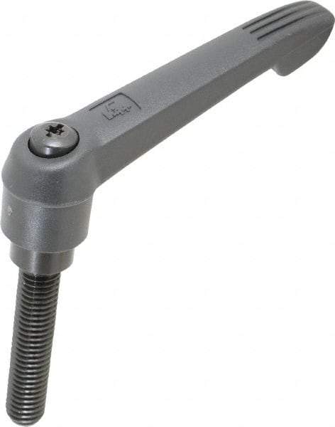 KIPP - 1/2-13, 1" Hub Diam, Glass Fiber (Steel Components) Threaded Stud Adjustable Clamping Lever - 2.36" Stud Length, 4.29" OAL, 2.4" High - Apex Tool & Supply