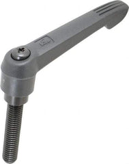 KIPP - 1/2-13, 1" Hub Diam, Glass Fiber (Steel Components) Threaded Stud Adjustable Clamping Lever - 2.36" Stud Length, 4.29" OAL, 2.4" High - Apex Tool & Supply