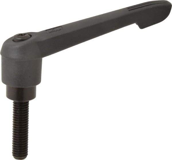 KIPP - 1/2-13, 1.18" Hub Diam, Glass Fiber (Steel Components) Threaded Stud Adjustable Clamping Lever - 1.97" Stud Length, 4.96" OAL, 2.83" High - Apex Tool & Supply