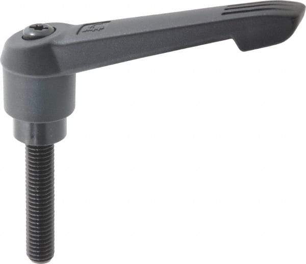 KIPP - 1/2-13, 1.18" Hub Diam, Glass Fiber (Steel Components) Threaded Stud Adjustable Clamping Lever - 2.36" Stud Length, 4.96" OAL, 2.83" High - Apex Tool & Supply
