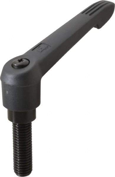 KIPP - 5/8-11, 1.18" Hub Diam, Glass Fiber (Steel Components) Threaded Stud Adjustable Clamping Lever - 1.97" Stud Length, 4.96" OAL, 2.83" High - Apex Tool & Supply