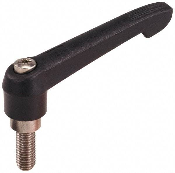 KIPP - 1/2-13, 1" Hub Diam, Glass Fiber (Stainless Steel Components) Threaded Stud Adjustable Clamping Lever - 1.97" Stud Length, 4.29" OAL, 2.4" High - Apex Tool & Supply